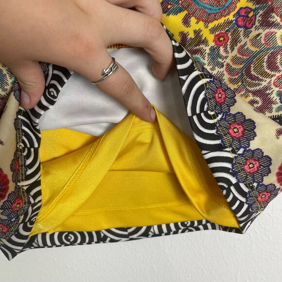 Bebe | Yellow Multi Color Floral Print Crop Tank Matching Skirt 2 Piece Set - Picture 9 of 11